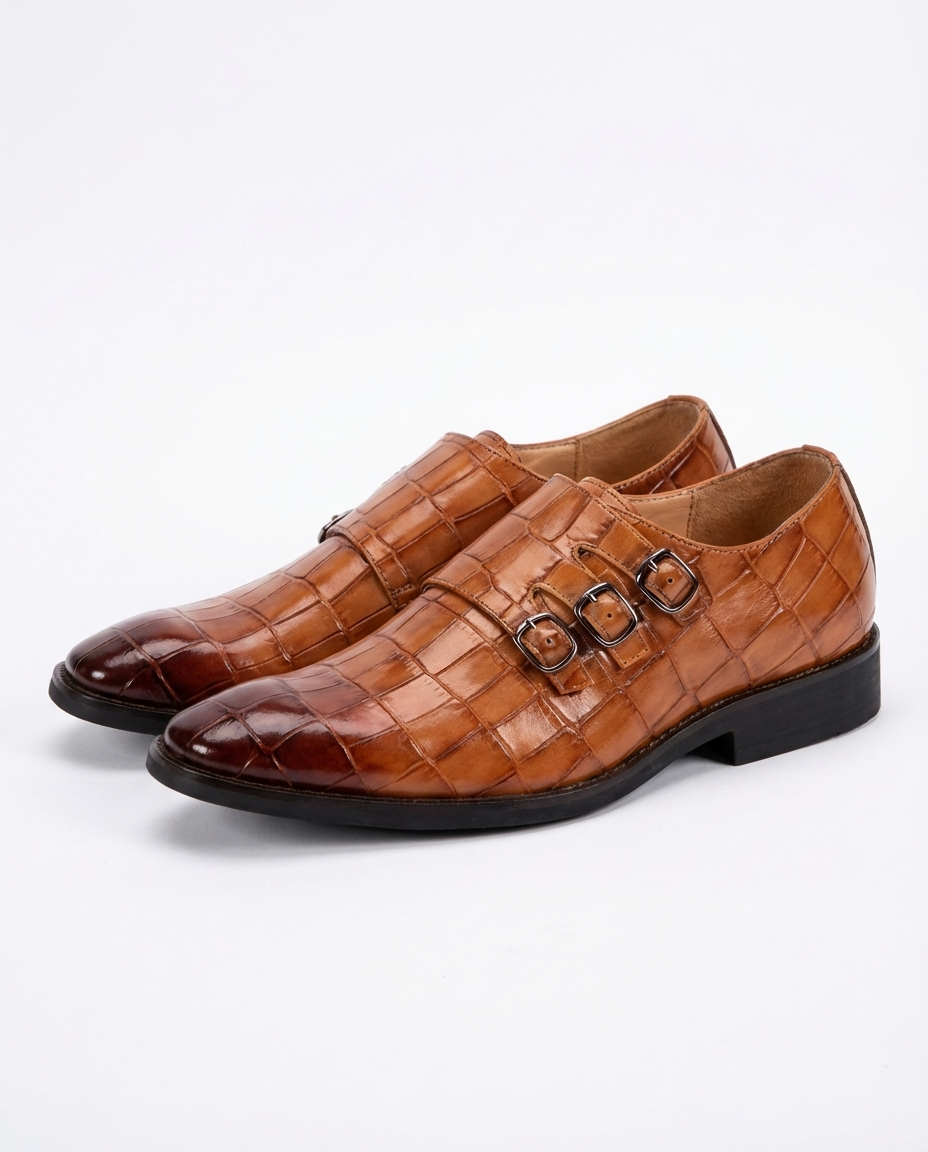 Men's Brown Leather Oxford Slip-On Dress Shoes