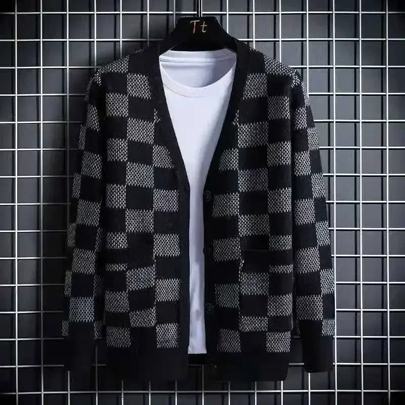 Oliver's Checkered V-Neck Cardigan